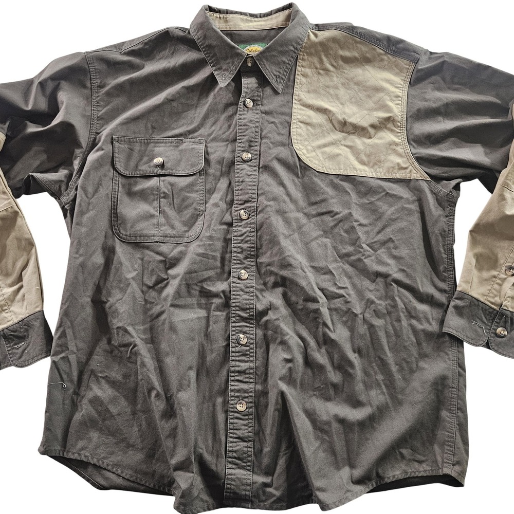 Cabela's Shooting Shirt Mens Extra Large Brown Tan Long Sleeve Button Up Upland